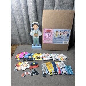 Melissa Doug Julia Magnetic Dress Up Wood Doll Pretend Play Set Clothes Toy